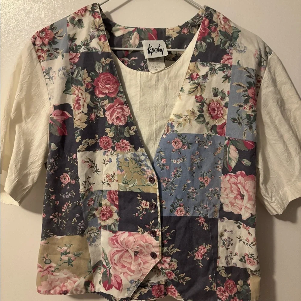 Cottagecore Vintage Soft Girl Tapestry Floral Patchwork Set 2 Piece - Picture 1 of 10